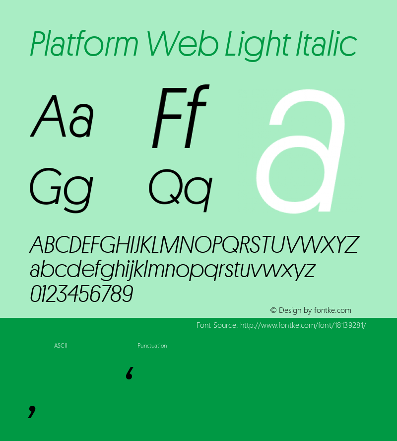 Platform Web Light Italic Version 001.001 2010图片样张