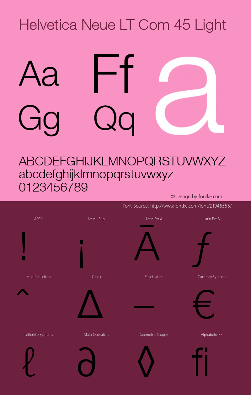 Helvetica Neue LT Com 45 Light Version 2.01;2006图片样张