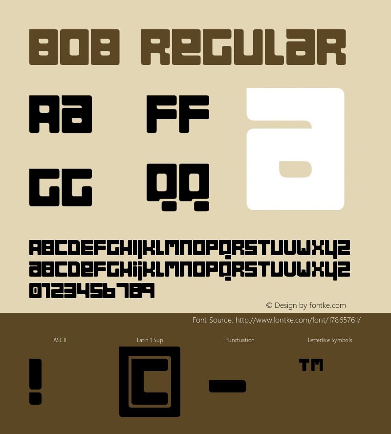 Bob Regular Version 1.01; December 4, 2001图片样张