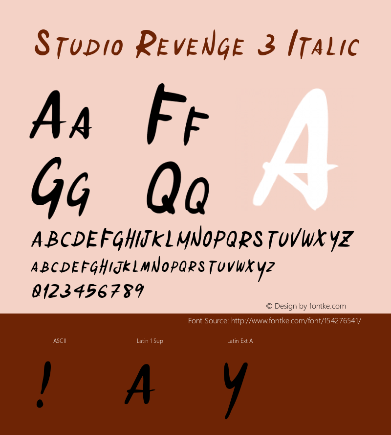 Studio Revenge 3 Italic Version 1.00;November 11, 2020;FontCreator 12.0.0.2555 64-bit图片样张