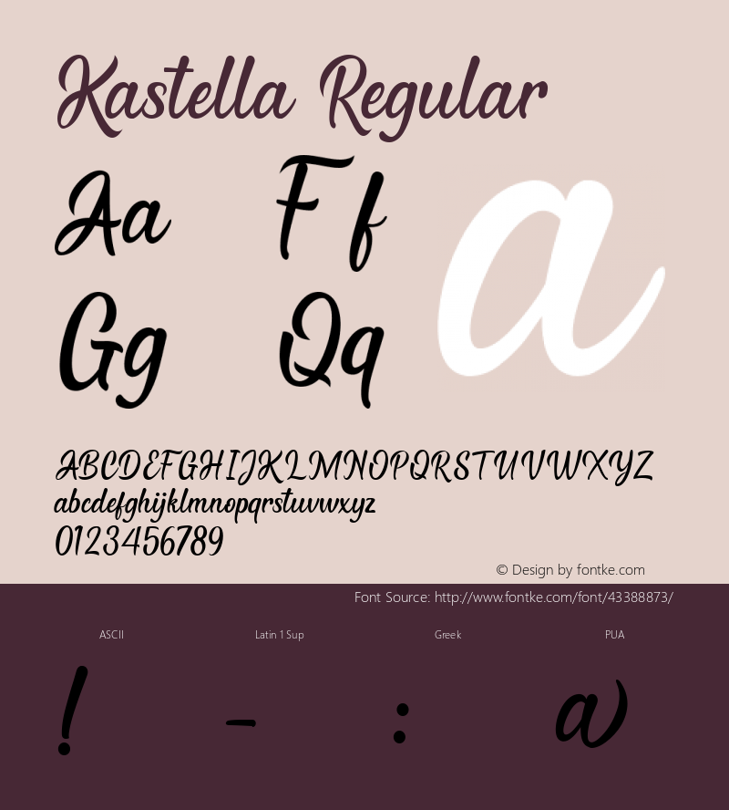 Kastella Version 1.00;October 27, 2019;FontCreator 12.0.0.2547 64-bit图片样张