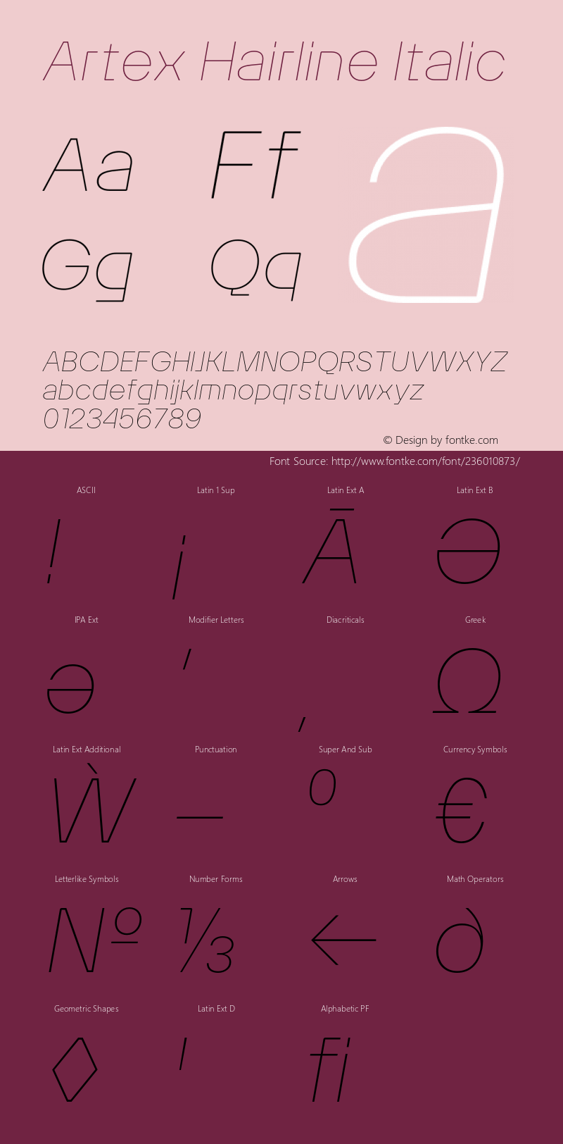 Artex-HairlineItalic Version 1.005图片样张