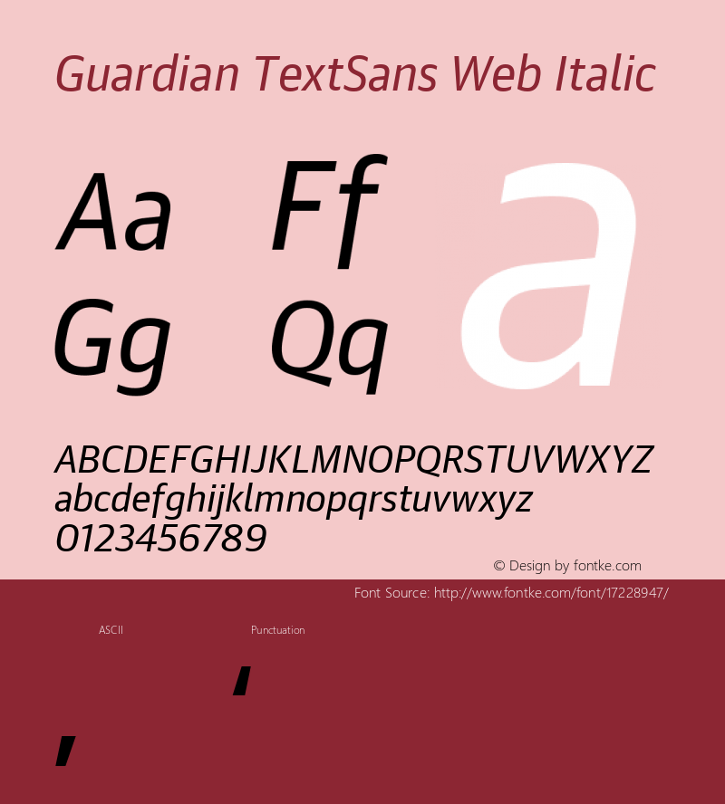 Guardian TextSans Web Italic Version 1.1 2008图片样张