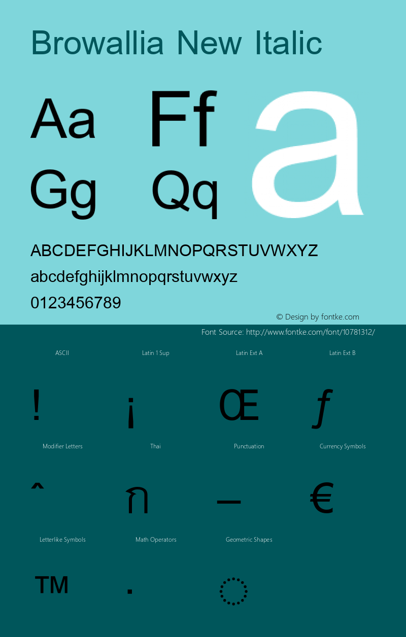 Browallia New Italic Version 5.05图片样张