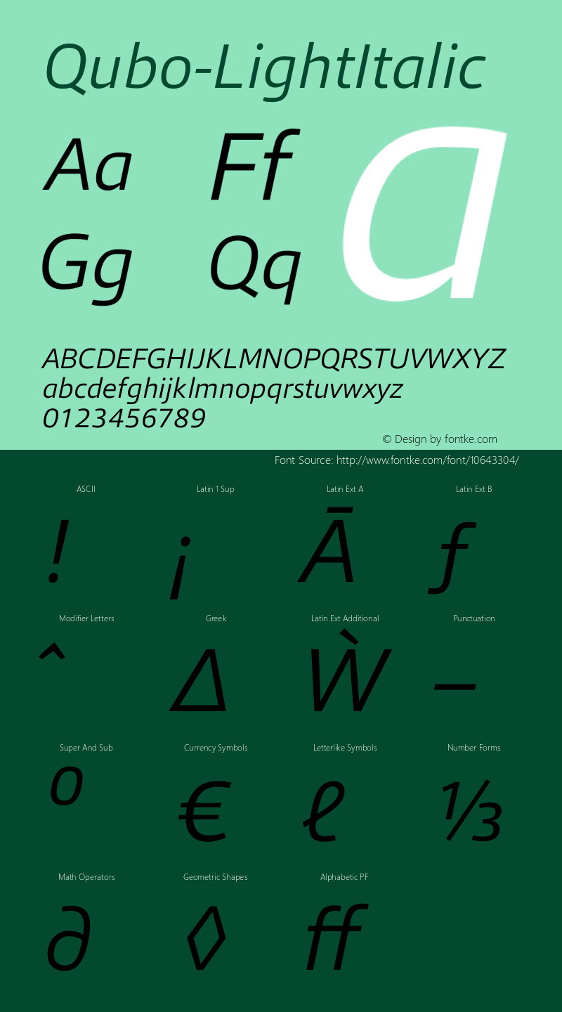 Qubo-LightItalic ☞ Version 1.000;com.myfonts.easy.hoftype.qubo.light-italic.wfkit2.version.41bw图片样张