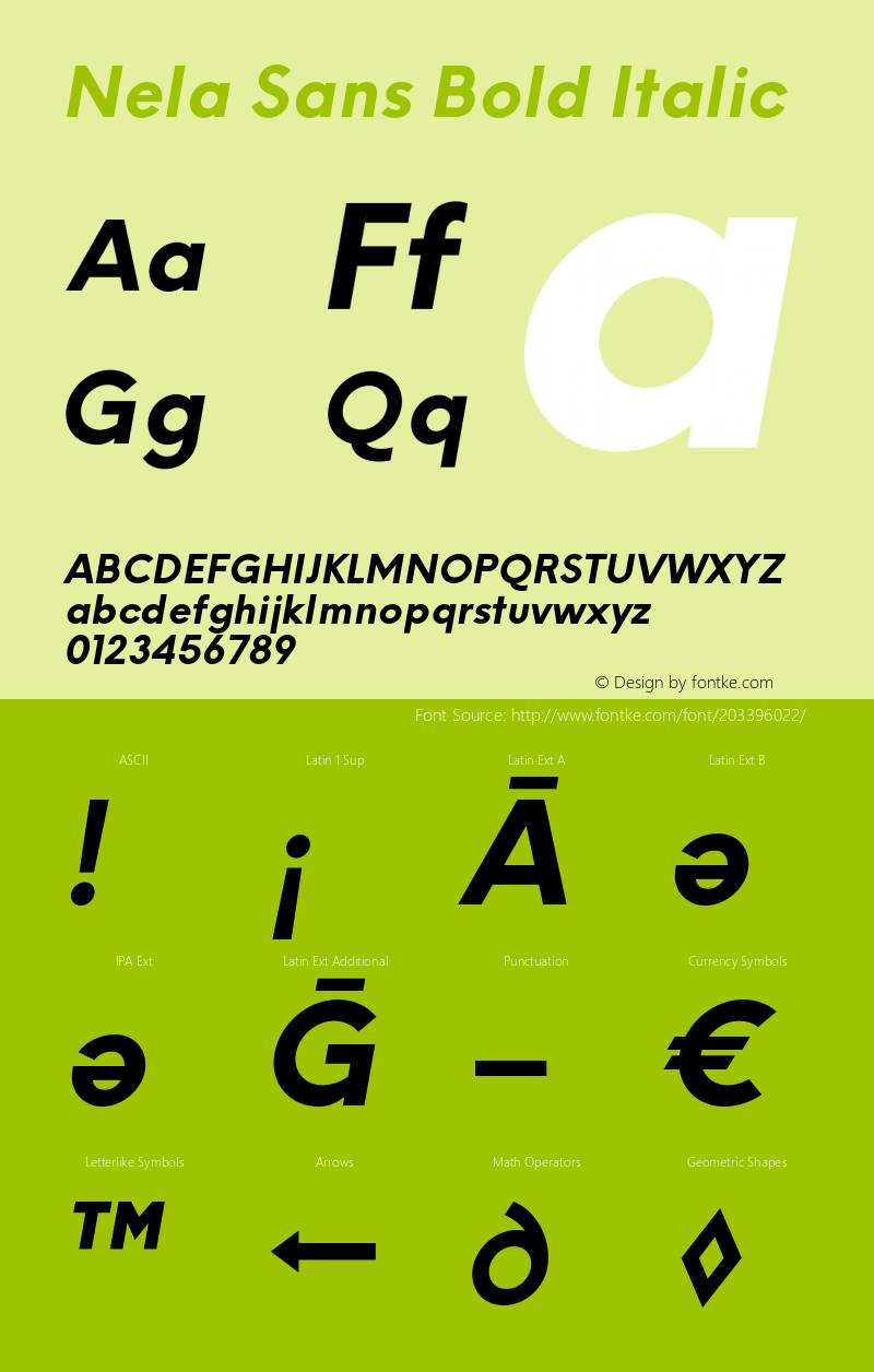 Nela Sans Bold Italic Version 1.000;FEAKit 1.0图片样张