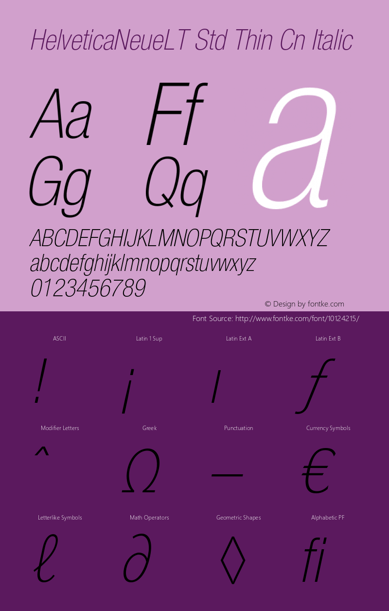 HelveticaNeueLT Std Thin Cn Italic OTF 1.029;PS 001.000;Core 1.0.33;makeotf.lib1.4.1585图片样张