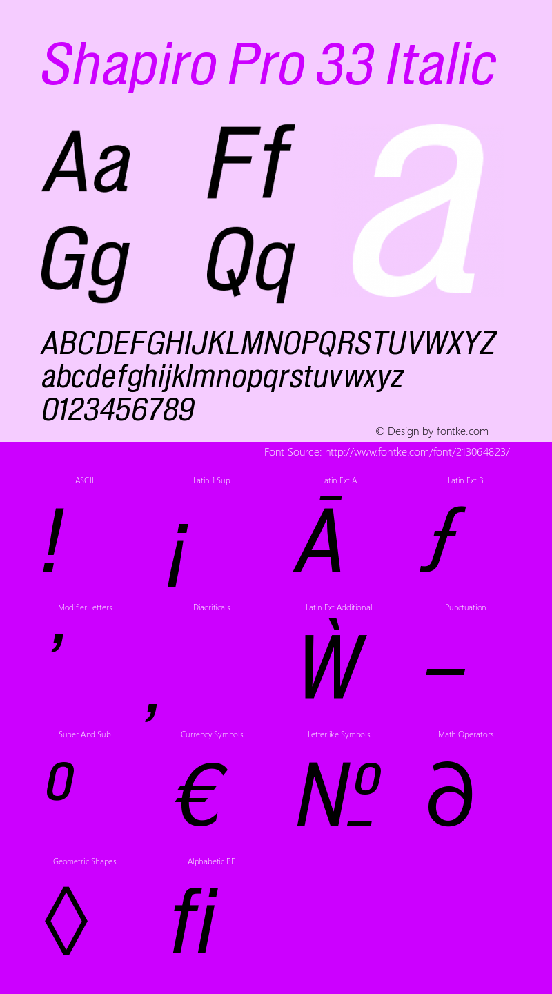 Shapiro Pro 33 Italic Version 4.000图片样张