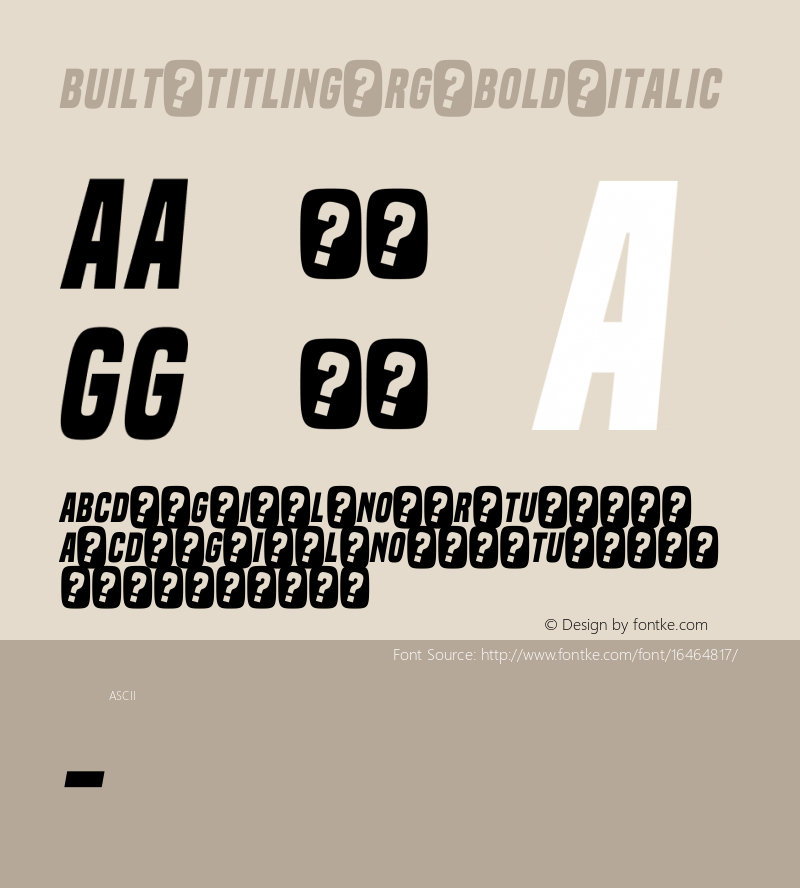 Built Titling Rg Bold Italic Version 1.000图片样张