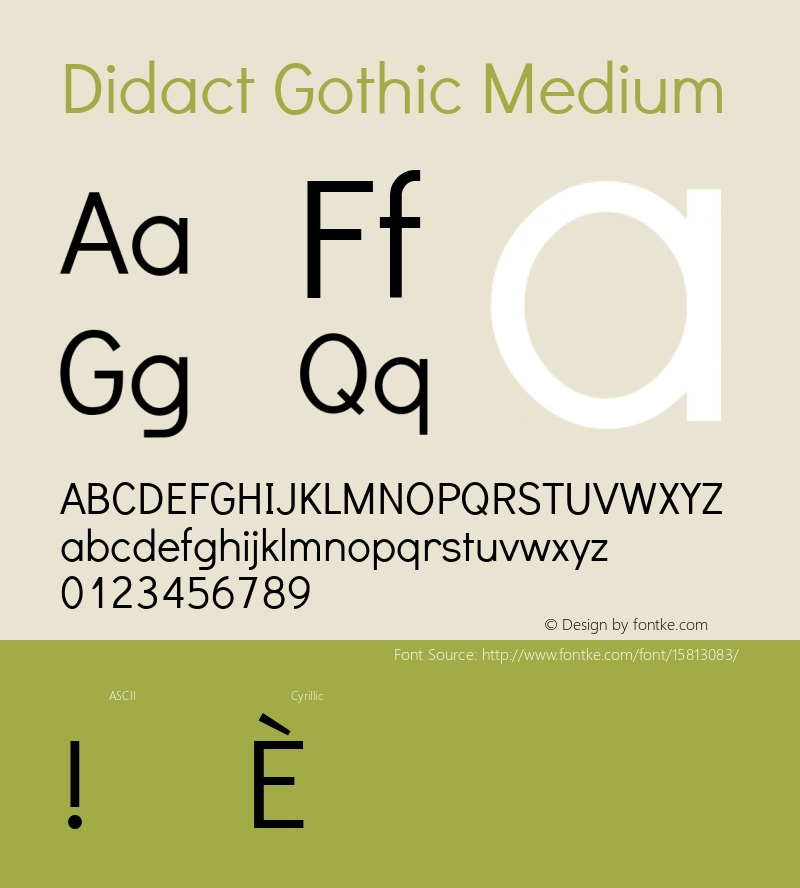 Didact Gothic Medium Version 20110825 ; ttfautohint (v1.4.1)图片样张