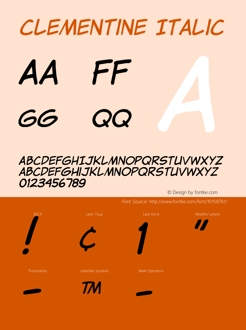 Clementine Italic Version 1.000;PS 001.001;hotconv 1.0.38图片样张