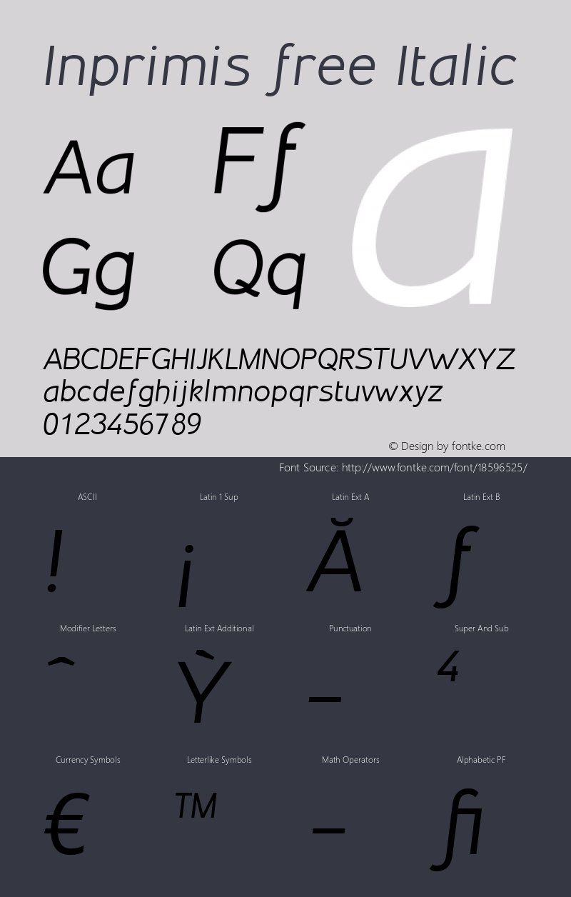 Inprimis free Italic Version 1.126 2016图片样张