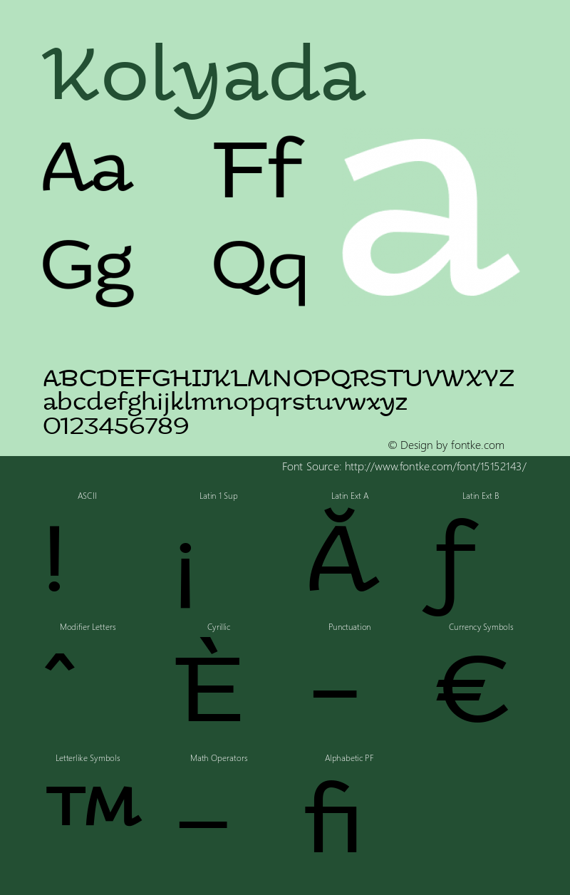 Kolyada ☞ Version 1.000 2013 initial release;com.myfonts.easy.kyryll-tkachev.kolyada.regular.wfkit2.version.3WMk图片样张