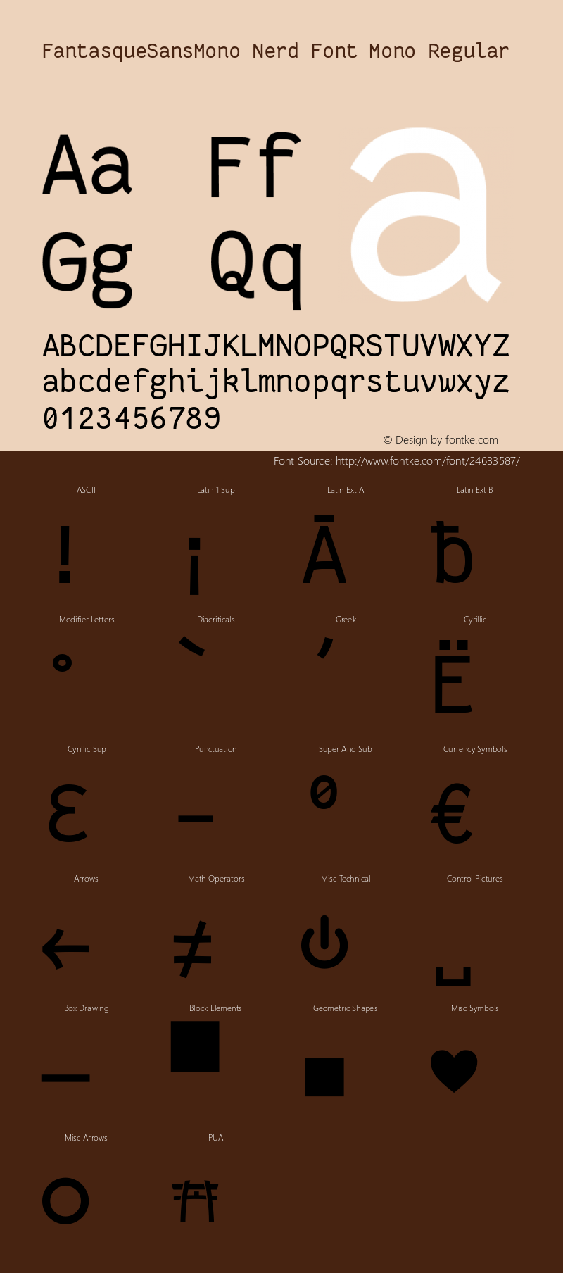 Fantasque Sans Mono Regular Nerd Font Complete Mono Version 1.7.1 ; ttfautohint (v1.4.1.16-c0b8)图片样张