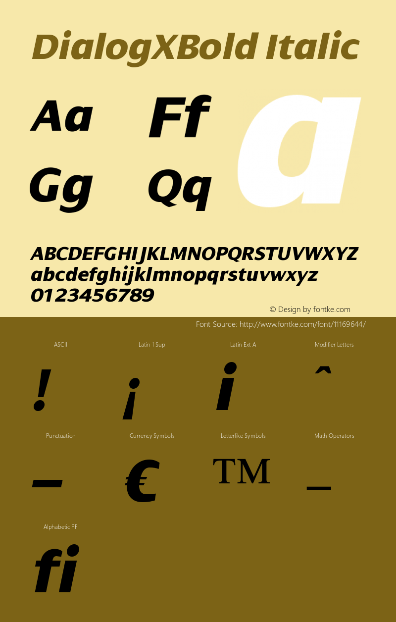 DialogXBold Italic Version 005.000图片样张