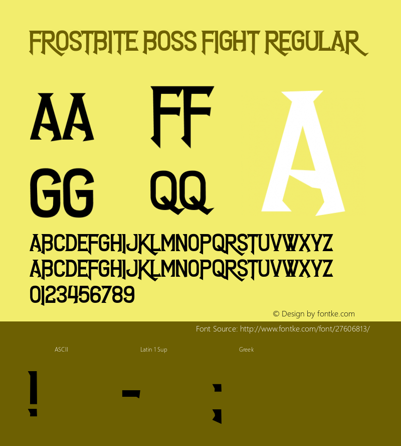 Frostbite Boss Fight Version 1.00;November 18, 2018;FontCreator 11.5.0.2427 64-bit图片样张