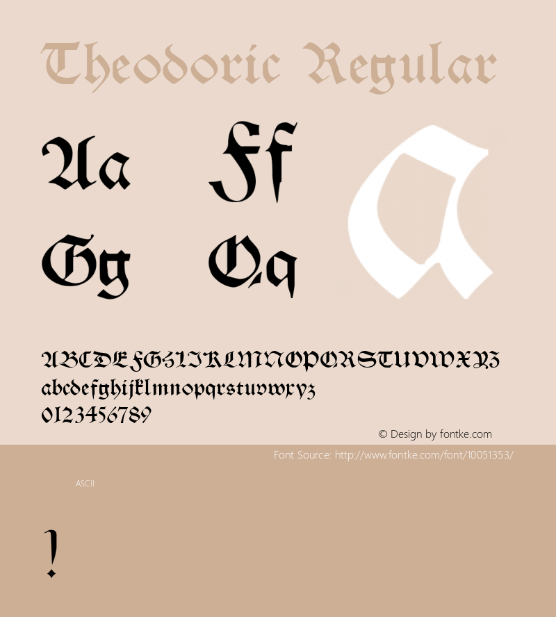 Theodoric Regular Altsys Fontographer 4.0.3 03.06.1994图片样张