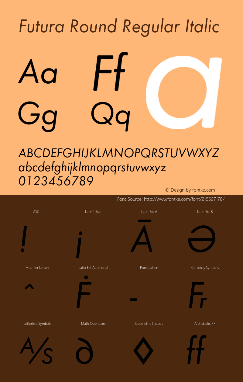 Futura Round Italic Version 1.000 | FøM Fix图片样张