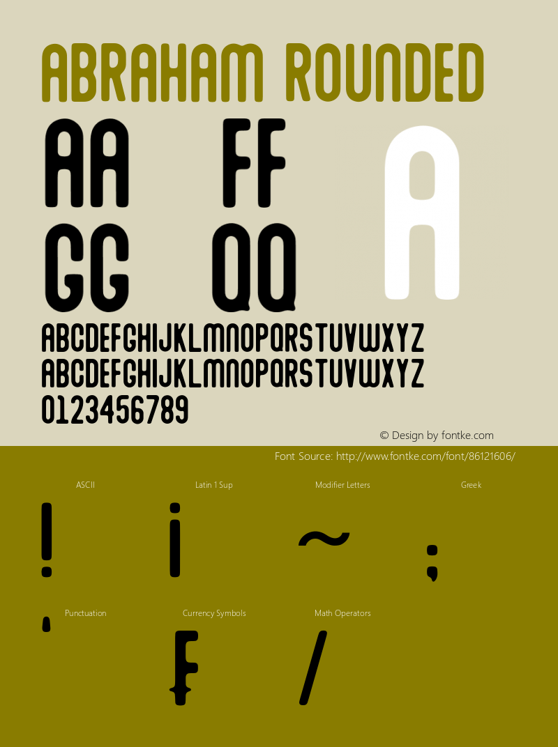 Abraham Rounded Rounded Version 1.00;May 9, 2019;FontCreator 11.5.0.2430 64-bit图片样张