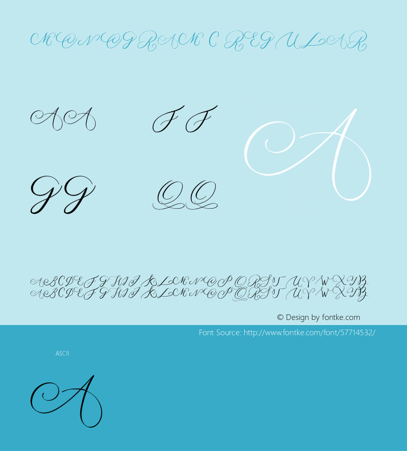 MONOGRAM C Version 1.00;July 22, 2019;FontCreator 11.5.0.2430 64-bit图片样张