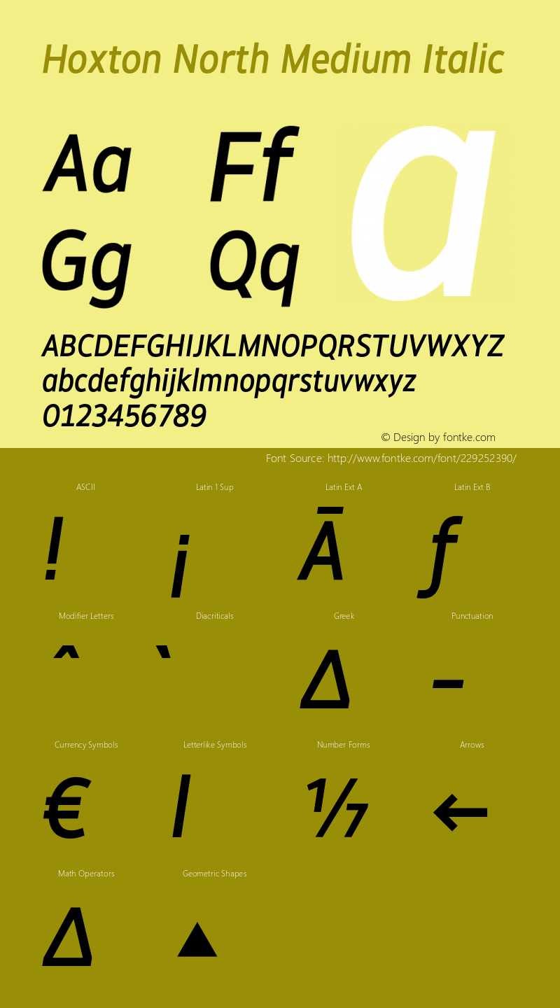 Hoxton North Medium Italic Version 1.002;PS 001.002;hotconv 1.0.88;makeotf.lib2.5.64775图片样张