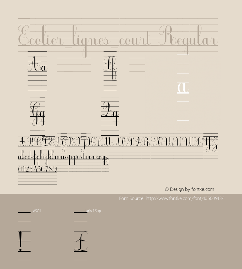 Ecolier_lignes_court Regular Version 1.00图片样张