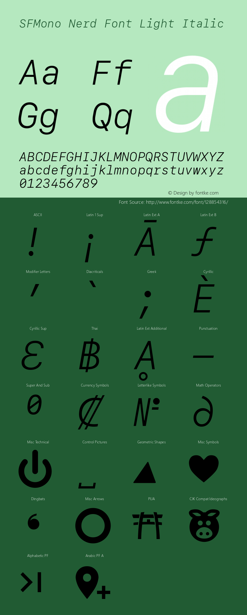 SF Mono Light Italic Nerd Font Complete Version 16.0d2e1图片样张