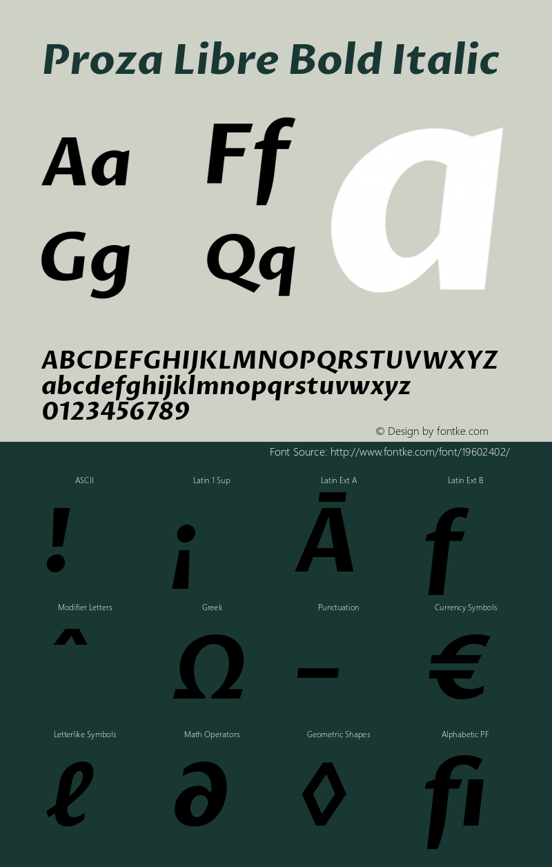 Proza Libre Bold Italic Version 1.000; ttfautohint (v1.4.1.8-43bc)图片样张
