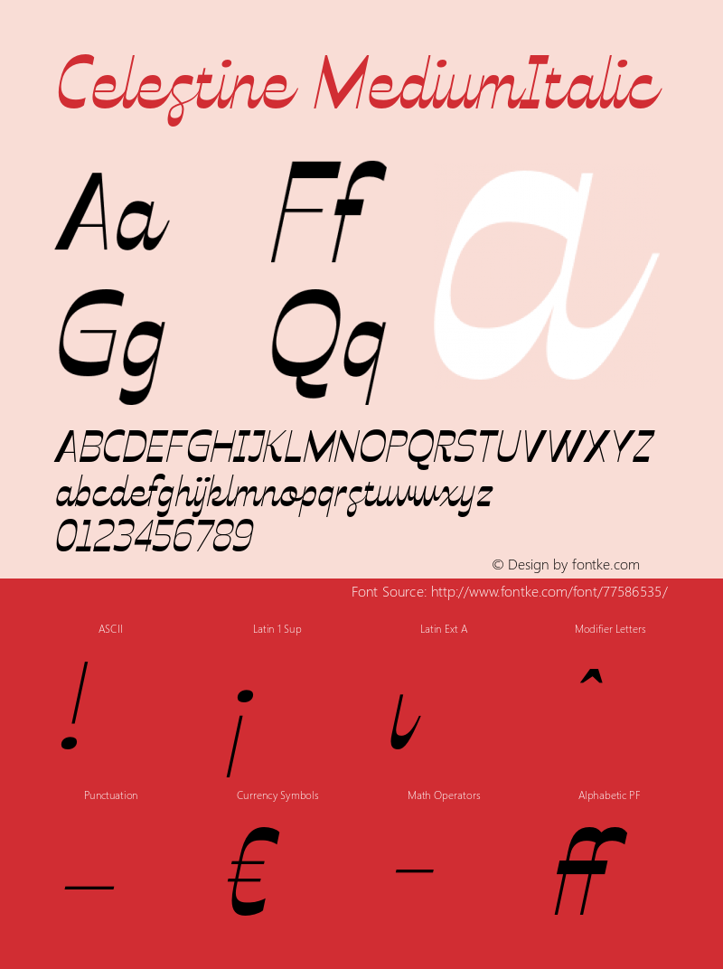 Celestine Medium Italic Version 1.000图片样张