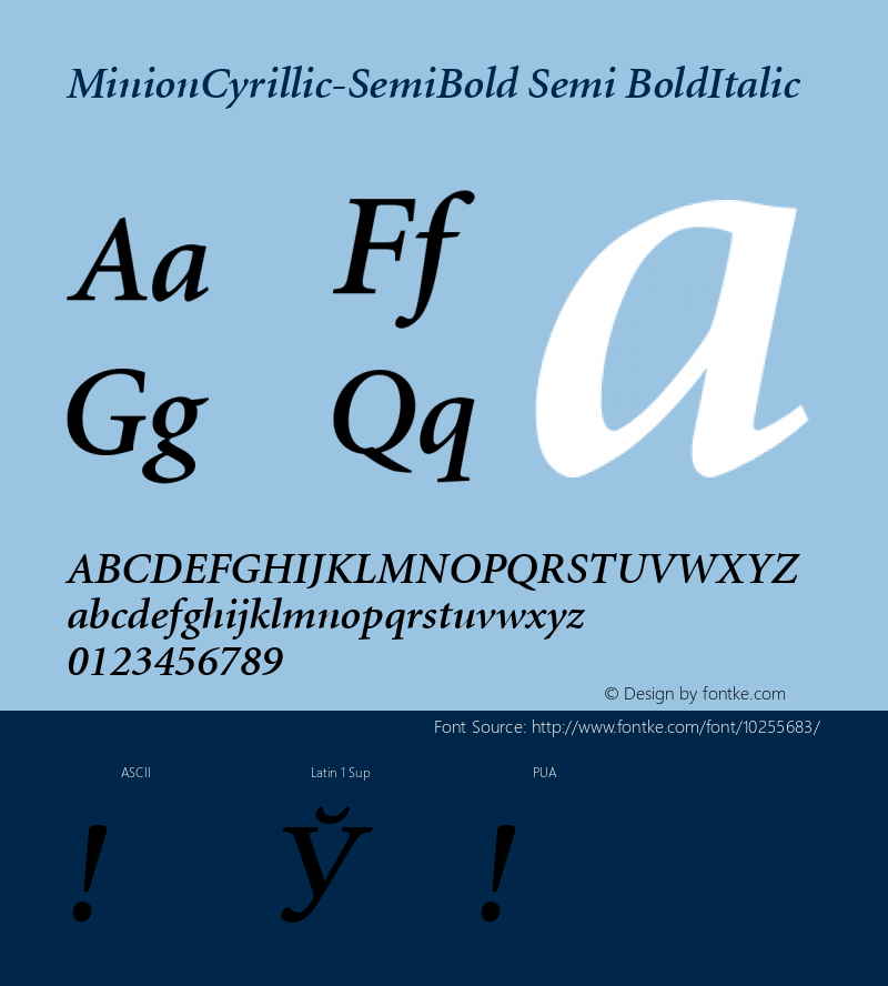 MinionCyrillic-SemiBold Semi BoldItalic Version 1.00图片样张