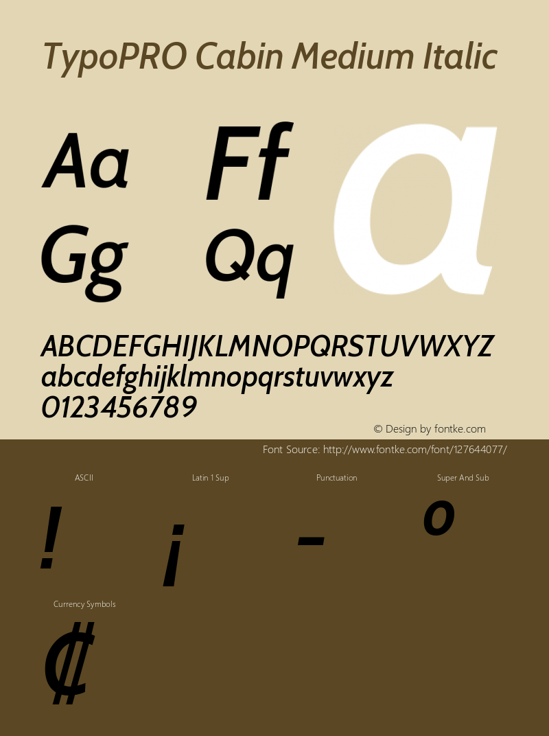 TypoPRO Cabin Medium Italic Version 3.001图片样张