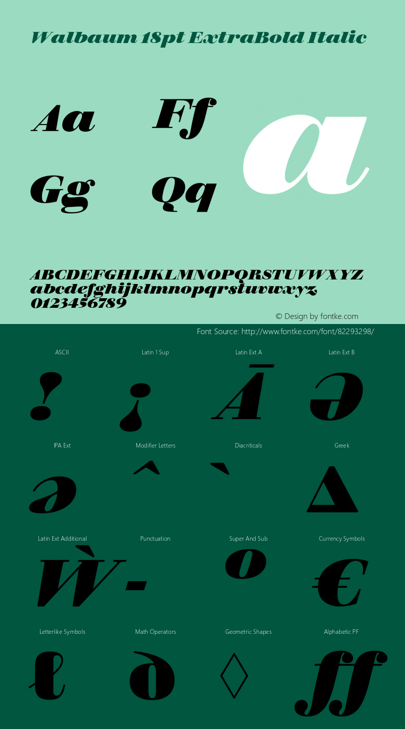 Walbaum18pt-ExtraBoldItalic Version 1.01图片样张