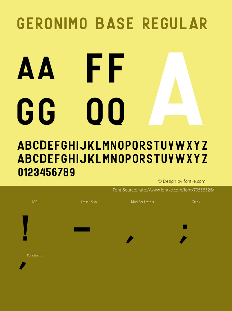 GERONIMO BASE Version 1.00;July 2, 2019;FontCreator 11.5.0.2422 64-bit图片样张