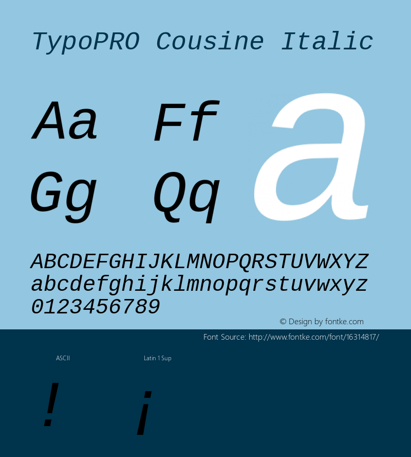 TypoPRO Cousine Italic Version 1.21图片样张