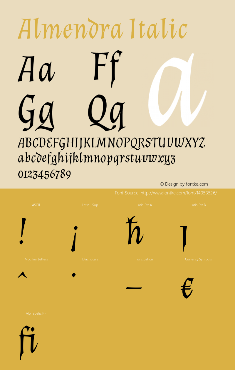 Almendra Italic Version 1.003图片样张