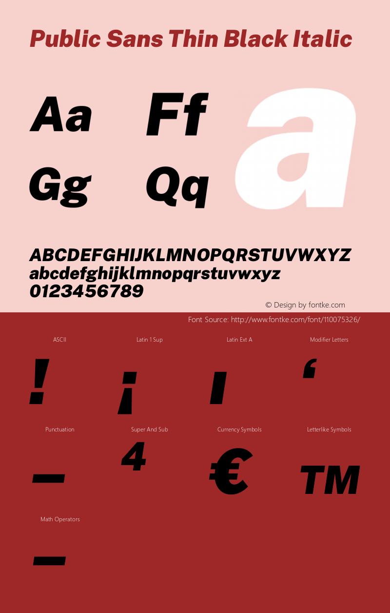 Public Sans Thin Black Italic Version 1.007图片样张