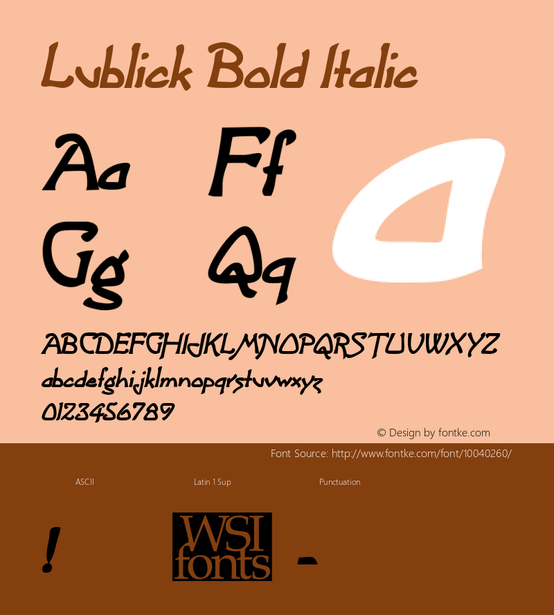 Lublick Bold Italic Macromedia Fontographer 4.1 6/29/96图片样张