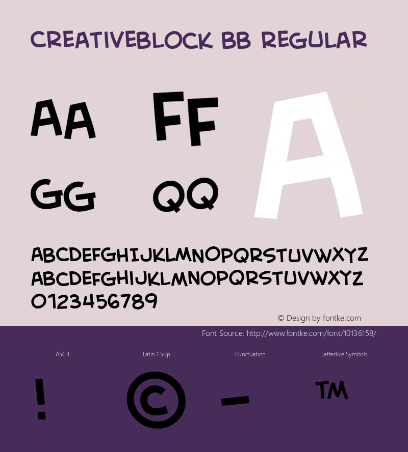 CreativeBlock BB Regular Macromedia Fontographer 4.1 11/23/04图片样张