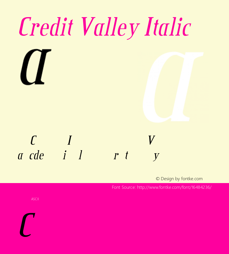 Credit Valley Italic Version 2.000 2004图片样张