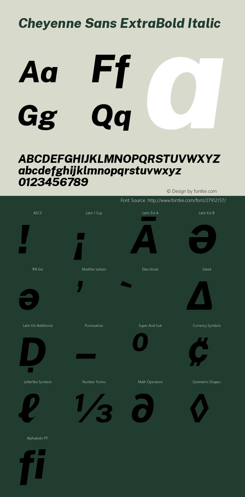 Cheyenne Sans ExtraBold Italic Version 1.000; ttfautohint (v1.8.2)图片样张