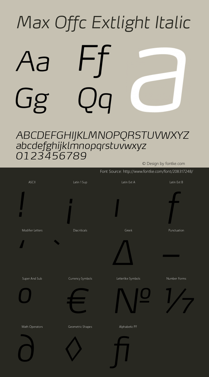 Max Offc Extlight Italic Version 7.504; 2011; Build 1022图片样张