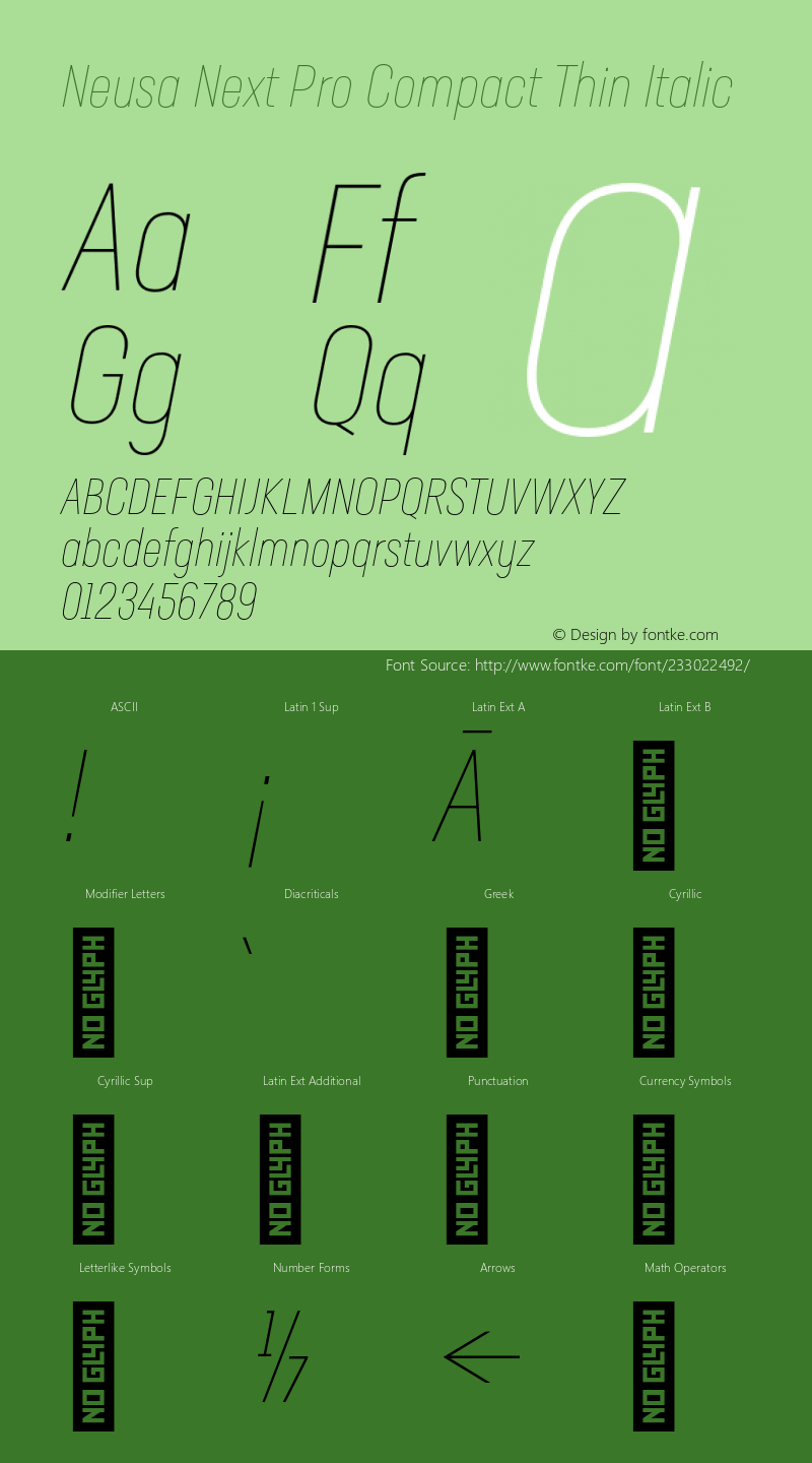 Neusa Next Pro Compact Thin Italic Version 1.002;PS 001.002;hotconv 1.0.88;makeotf.lib2.5.64775图片样张