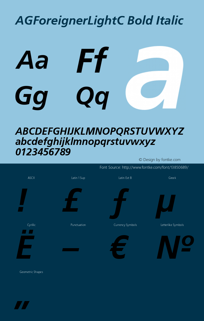 AGForeignerLightC Bold Italic OTF 1.0;PS 001.000;Core 116;AOCW 1.0 161图片样张