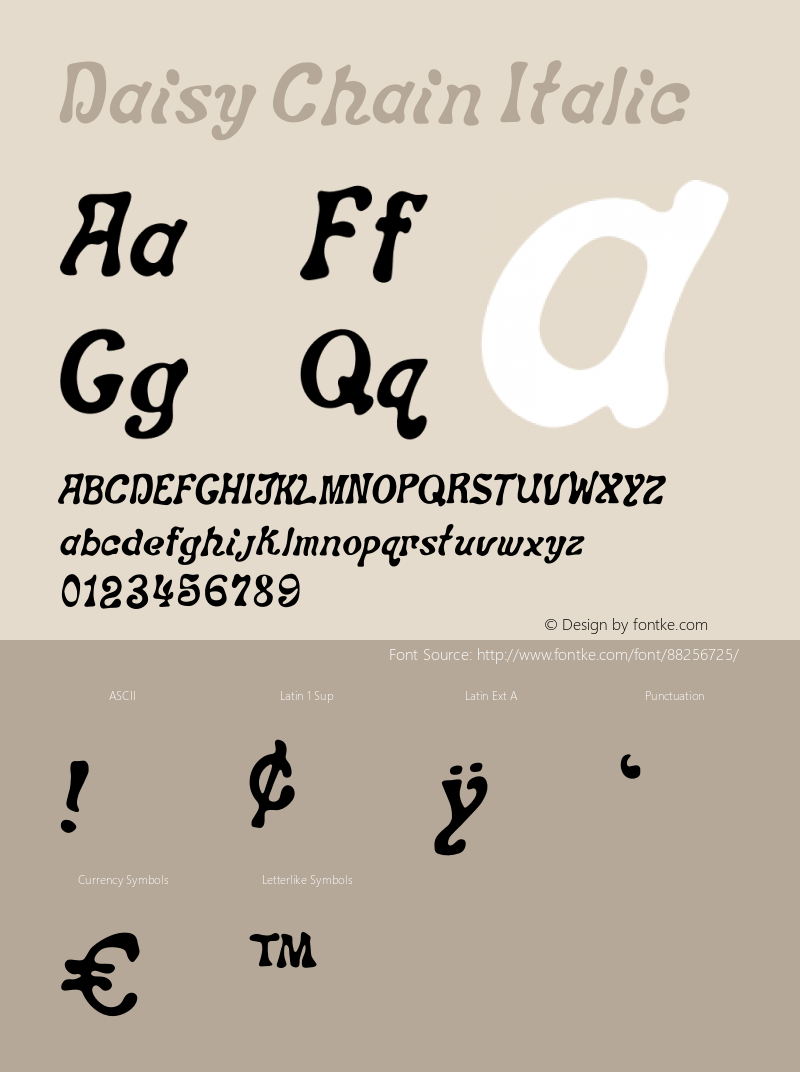 Daisy Chain Italic Version 1.123;Fontself Maker 3.5.1图片样张