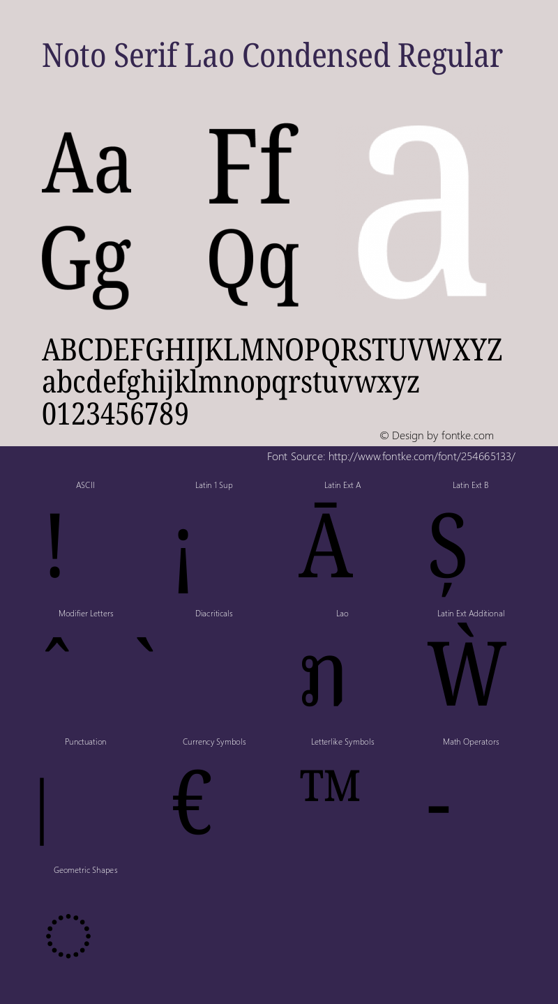 Noto Serif Lao Condensed Regular Version 2.003图片样张