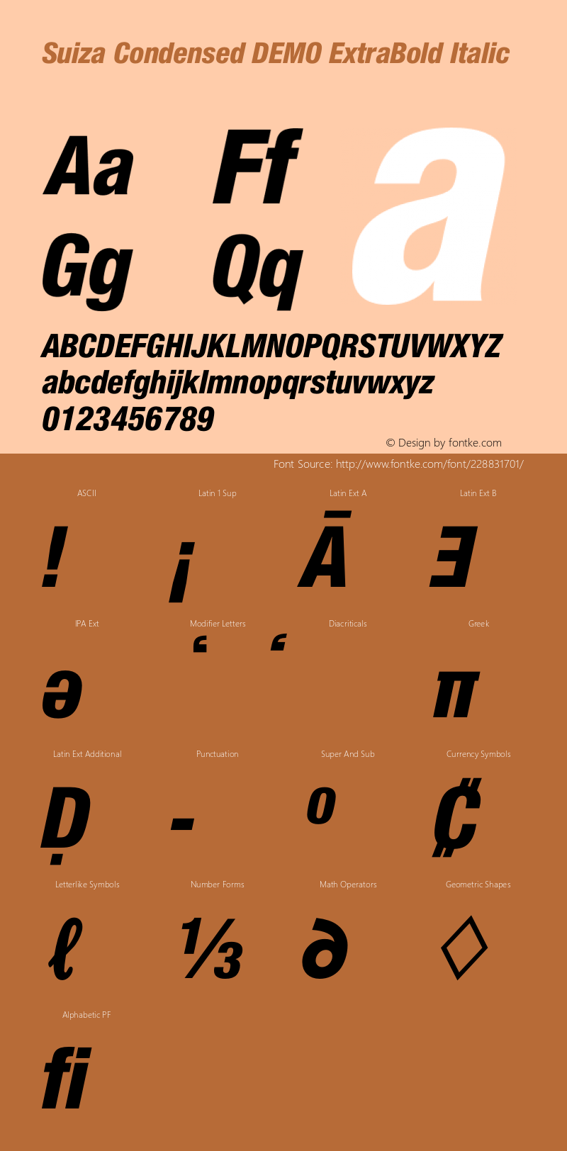 Suiza Condensed DEMO ExtraBold Italic Version 10.006图片样张