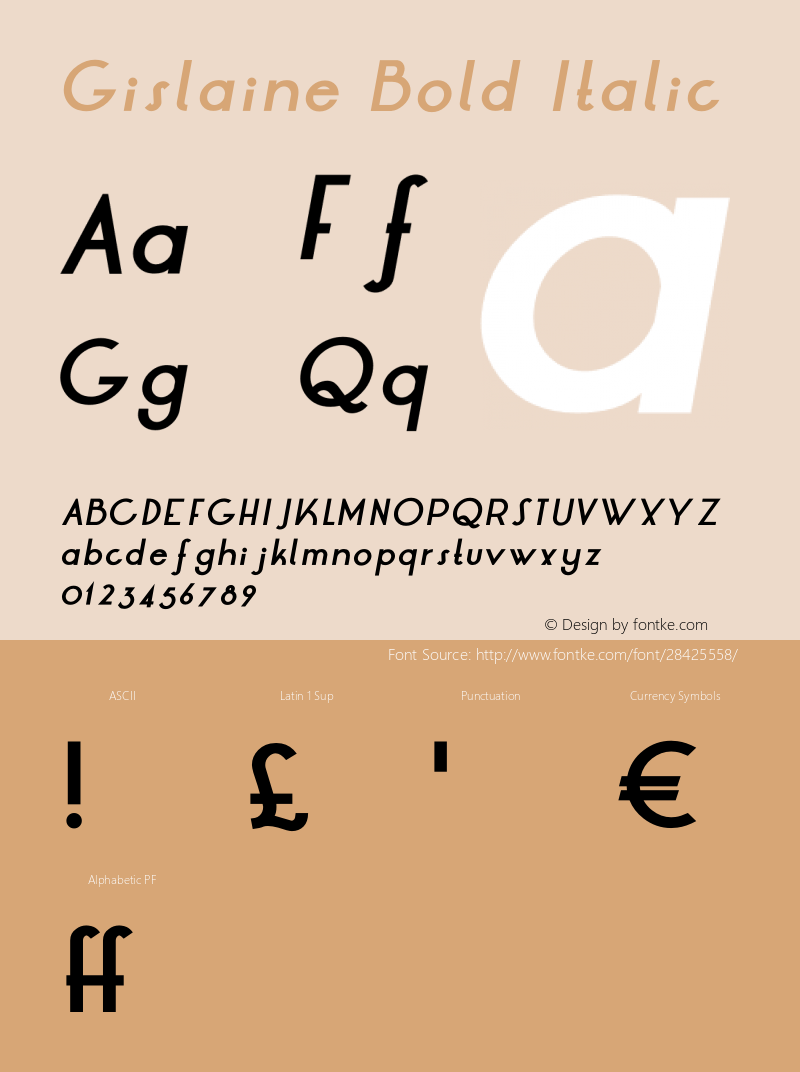 Gislaine Bold Italic Version 1.002;Fontself Maker 3.1.0图片样张