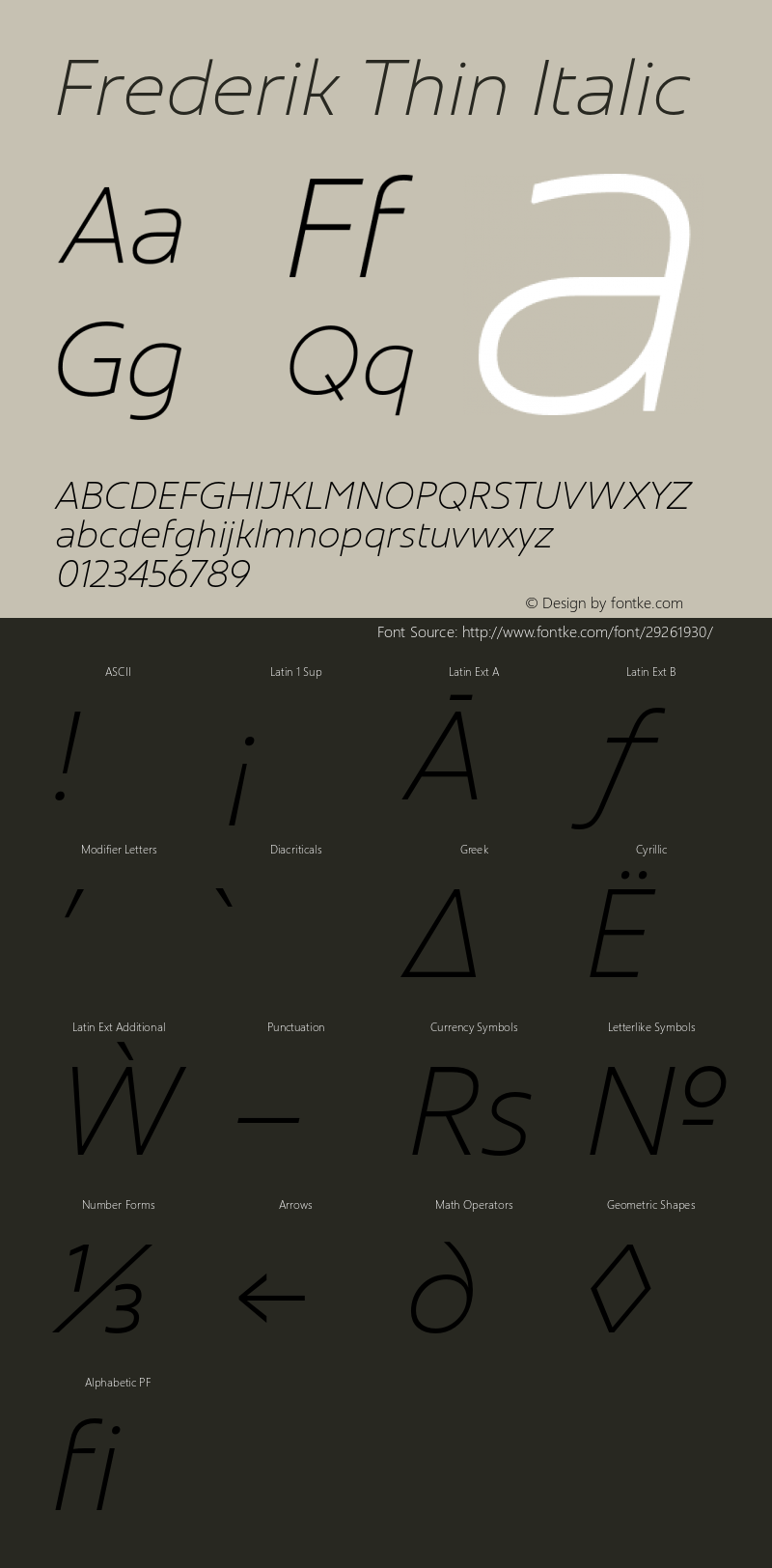 Frederik-ThinItalic Version 001.000 February 2019;YWFTv17图片样张