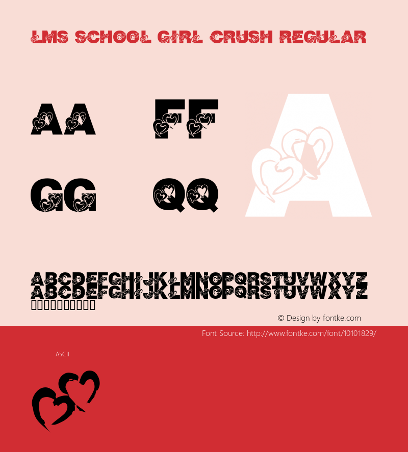 LMS School Girl Crush Regular Macromedia Fontographer 4.1 1/18/2002图片样张