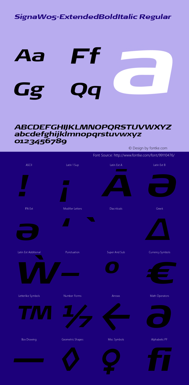 Signa W05 Extended Bold Italic Version 7.504图片样张
